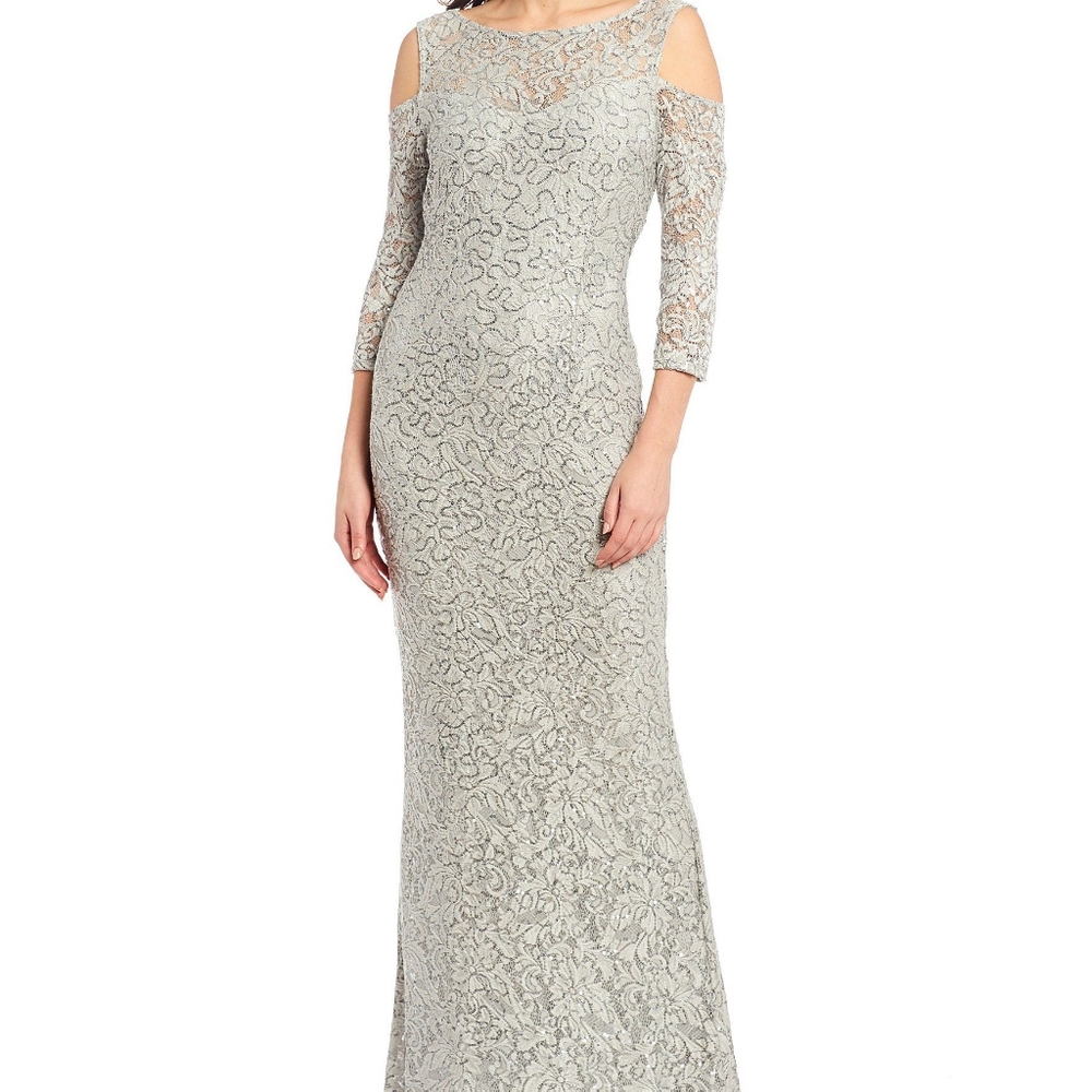 Silver lace sequin gown